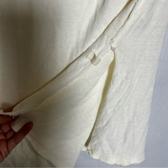 NWT Free People Cream Distressed Short Sleeve Crew Neck 100% Cotton T Shirt XS - Picture 6 of 9